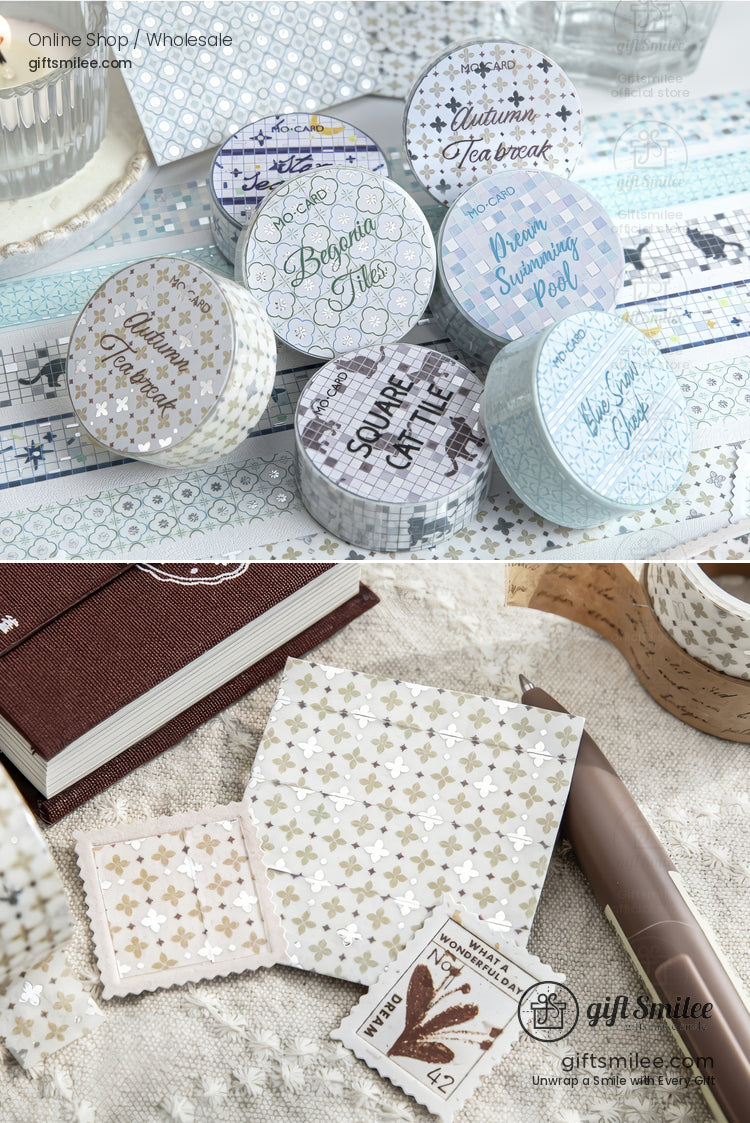 Foiled Mosaic Pattern Pastel Tile Motifs Washi Tape | KS-RT-1756