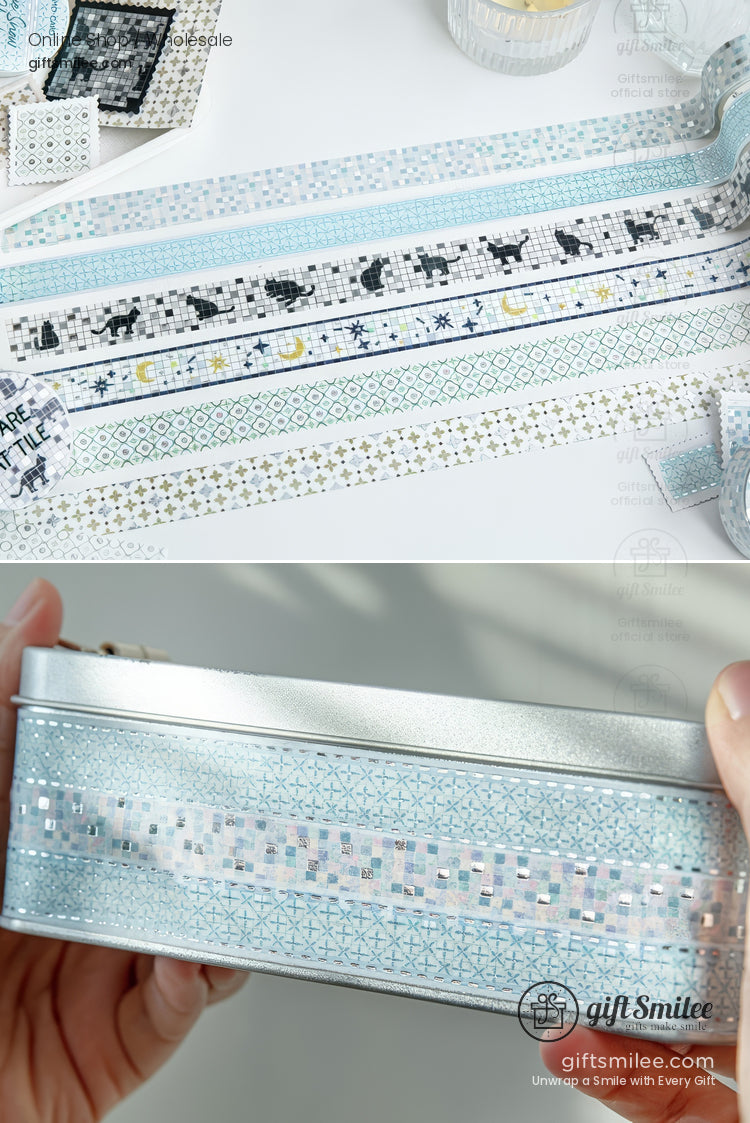 Foiled Mosaic Pattern Pastel Tile Motifs Washi Tape | KS-RT-1756