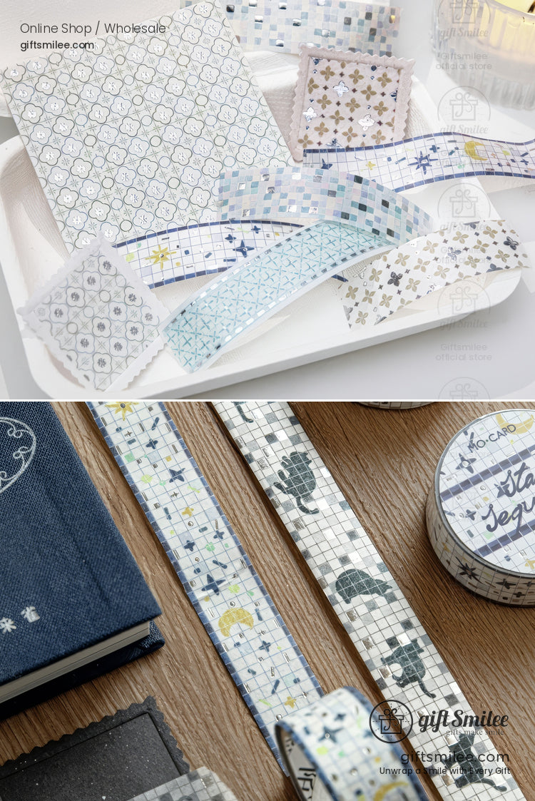 Foiled Mosaic Pattern Pastel Tile Motifs Washi Tape | KS-RT-1756