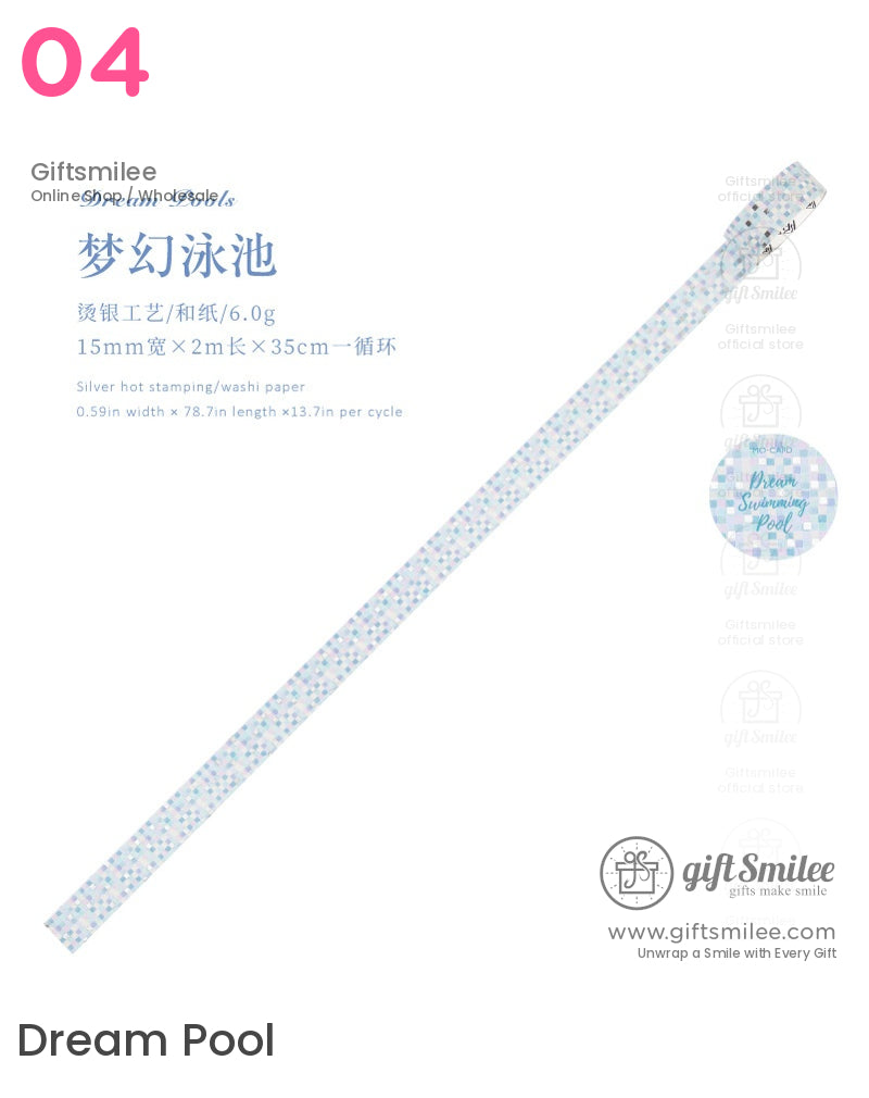 Foiled Mosaic Pattern Pastel Tile Motifs Washi Tape | KS-RT-1756