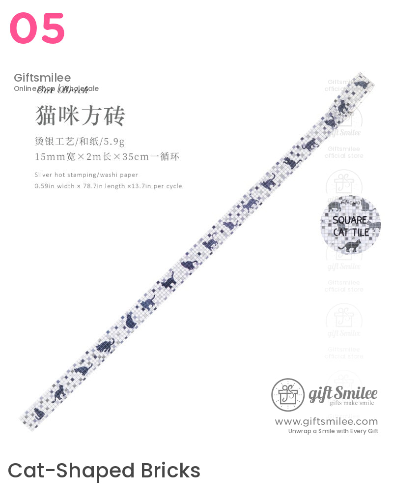 Foiled Mosaic Pattern Pastel Tile Motifs Washi Tape | KS-RT-1756