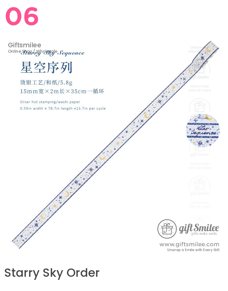 Foiled Mosaic Pattern Pastel Tile Motifs Washi Tape | KS-RT-1756