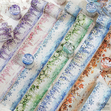 Holographic Floral Watercolor Seasonal Gradient Decorative Washi Tape | KS-RT-1760