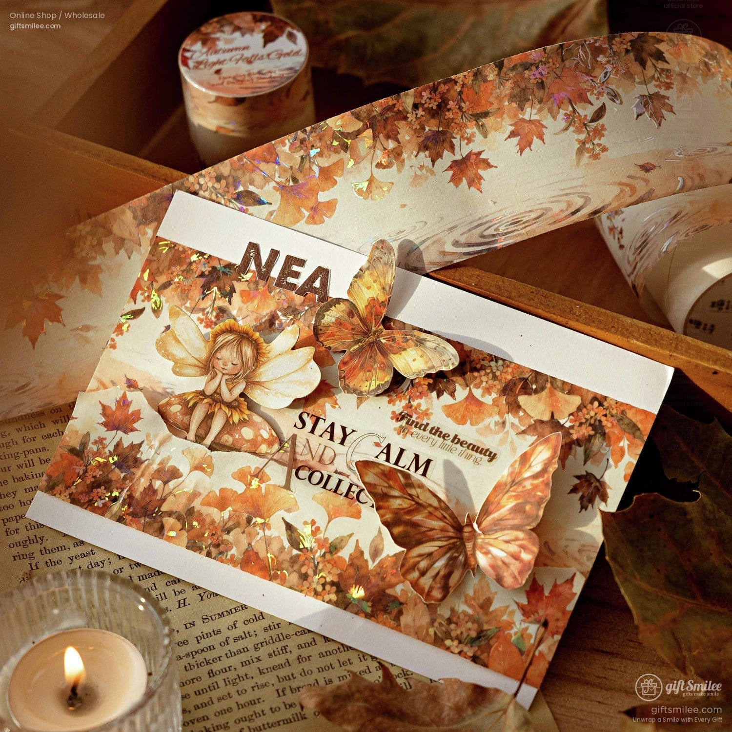 Holographic Floral Watercolor Seasonal Gradient Decorative Washi Tape | KS-RT-1760