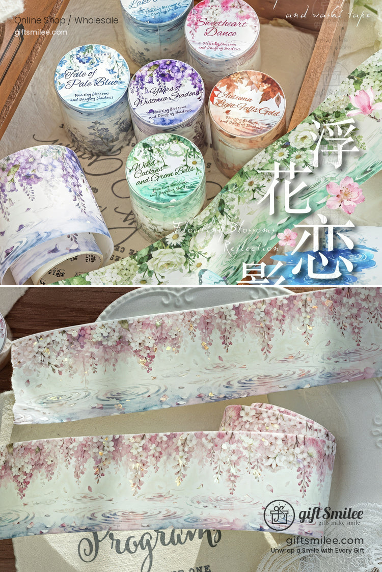 Holographic Floral Watercolor Seasonal Gradient Decorative Washi Tape | KS-RT-1760