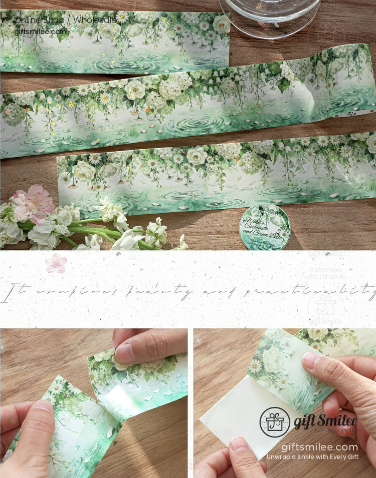 Holographic Floral Watercolor Seasonal Gradient Decorative Washi Tape | KS-RT-1760