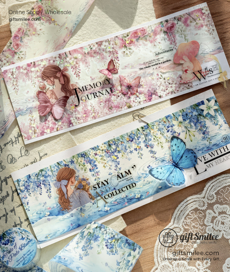 Holographic Floral Watercolor Seasonal Gradient Decorative Washi Tape | KS-RT-1760