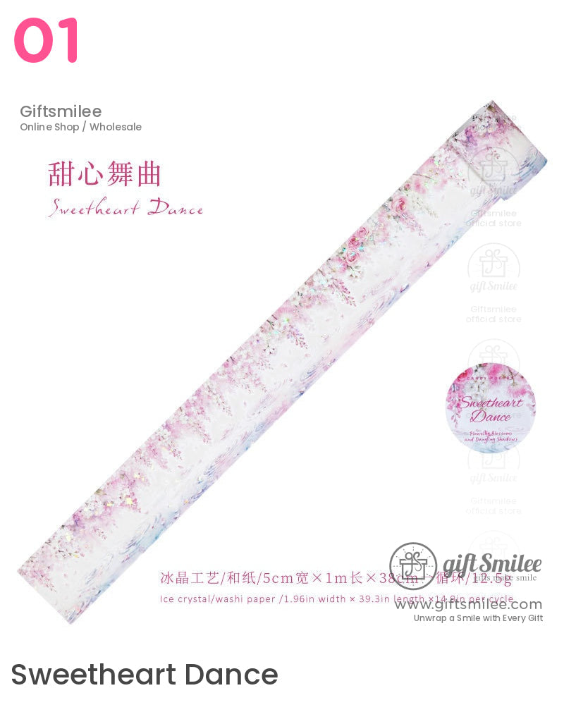 Holographic Floral Watercolor Seasonal Gradient Decorative Washi Tape | KS-RT-1760