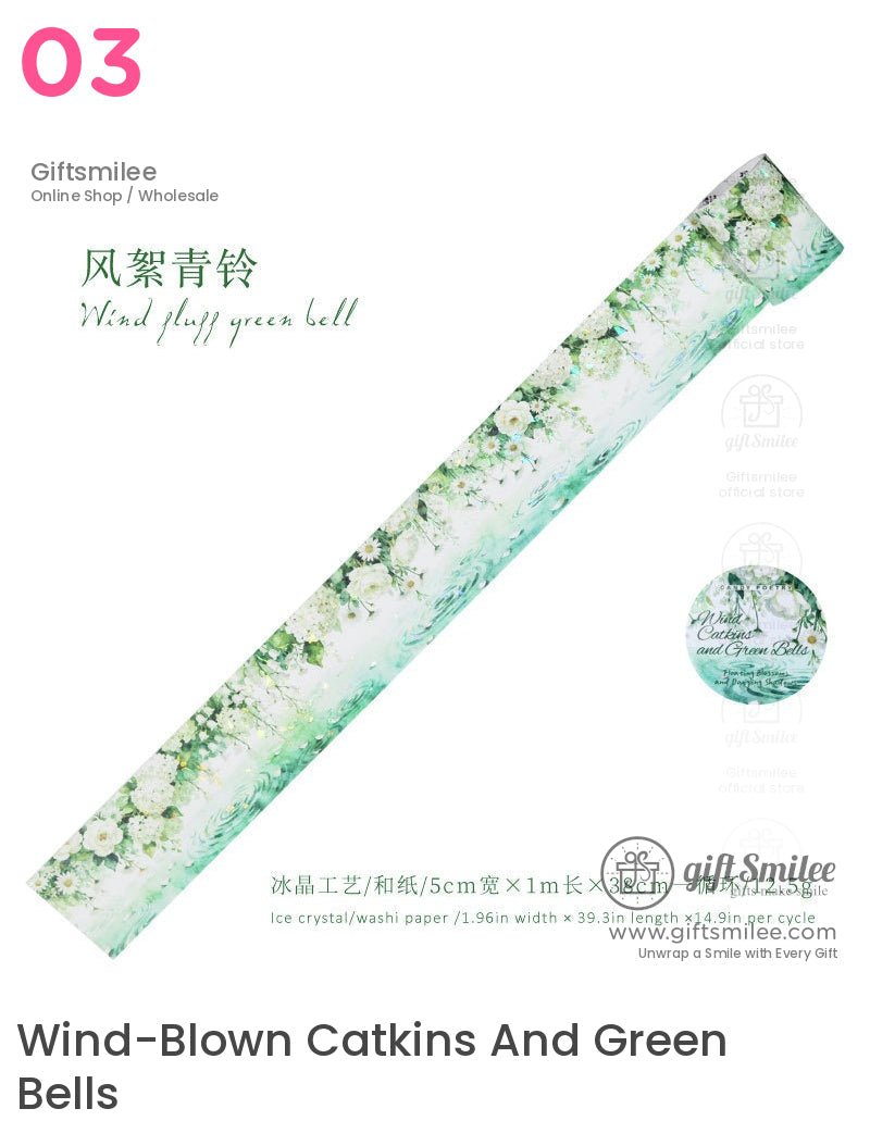 Holographic Floral Watercolor Seasonal Gradient Decorative Washi Tape | KS-RT-1760