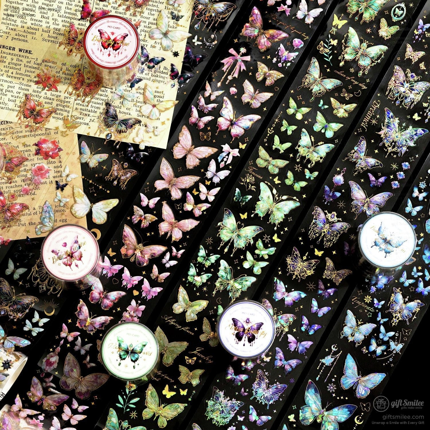 Holographic Gold-Foil Die-Cut Pet Butterfly Die-Cut Tape | KS-RT-1764