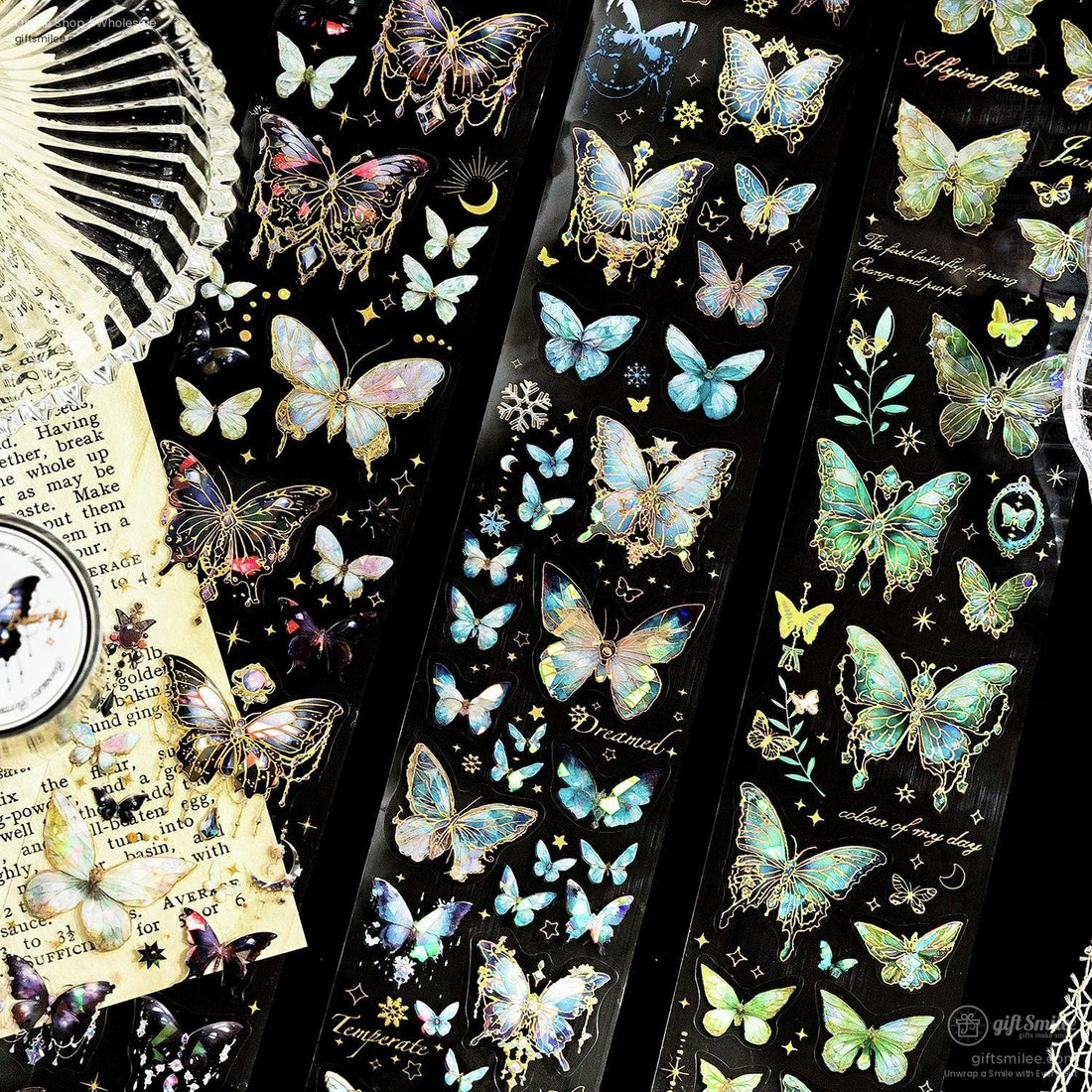 Holographic Gold-Foil Die-Cut Pet Butterfly Die-Cut Tape | KS-RT-1764