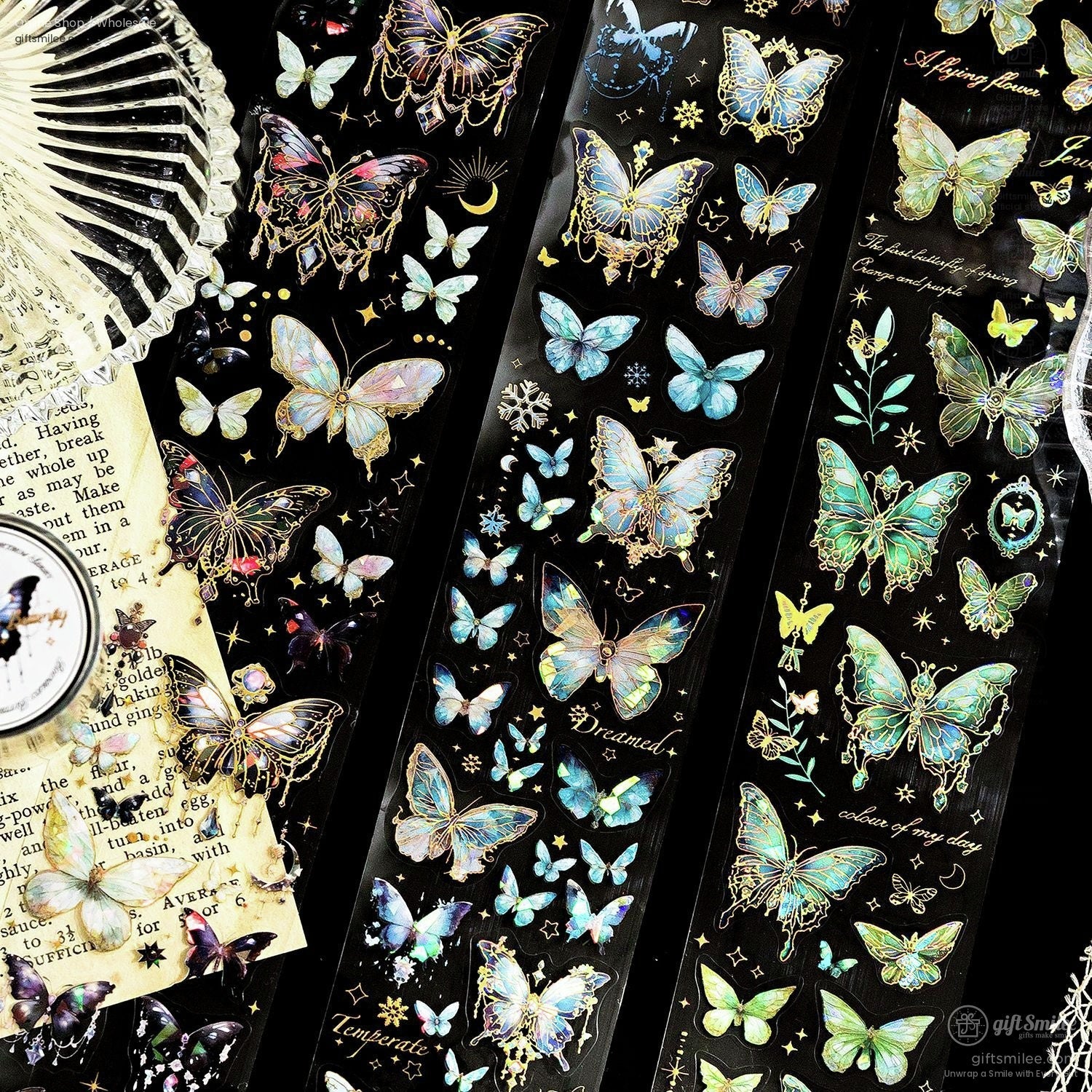 Holographic Gold-Foil Die-Cut Pet Butterfly Die-Cut Tape | KS-RT-1764