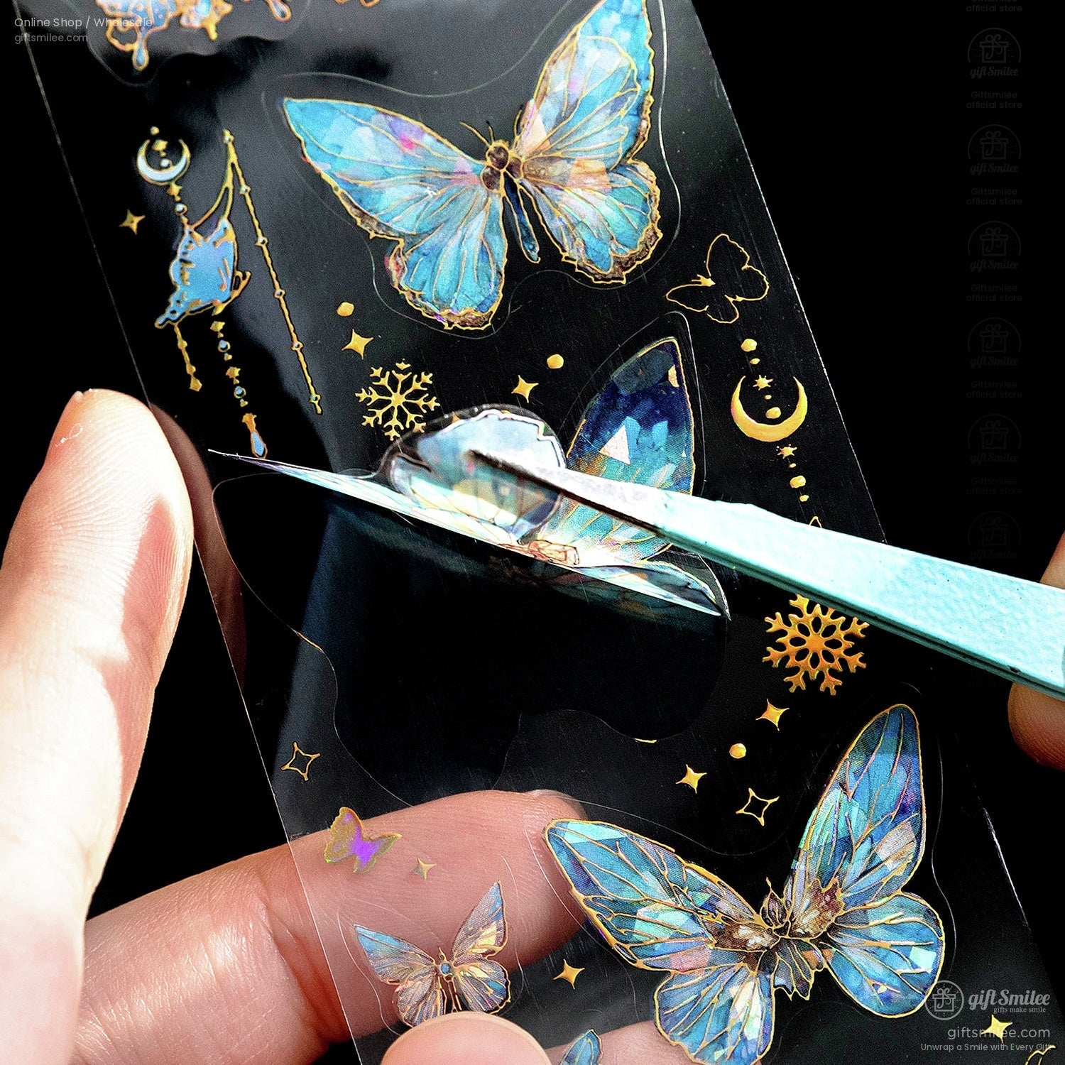 Holographic Gold-Foil Die-Cut Pet Butterfly Die-Cut Tape | KS-RT-1764