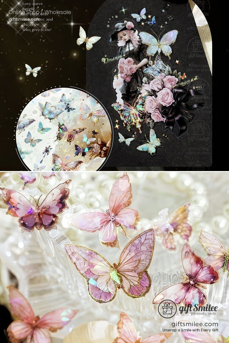 Holographic Gold-Foil Die-Cut Pet Butterfly Die-Cut Tape | KS-RT-1764