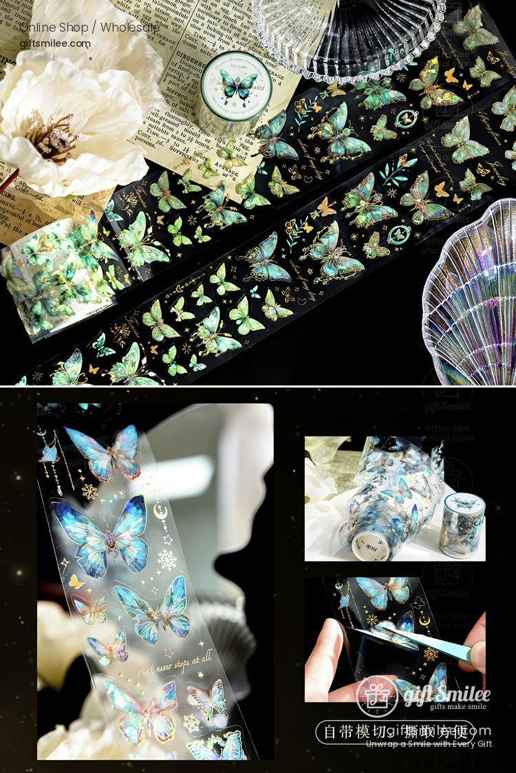Holographic Gold-Foil Die-Cut Pet Butterfly Die-Cut Tape | KS-RT-1764
