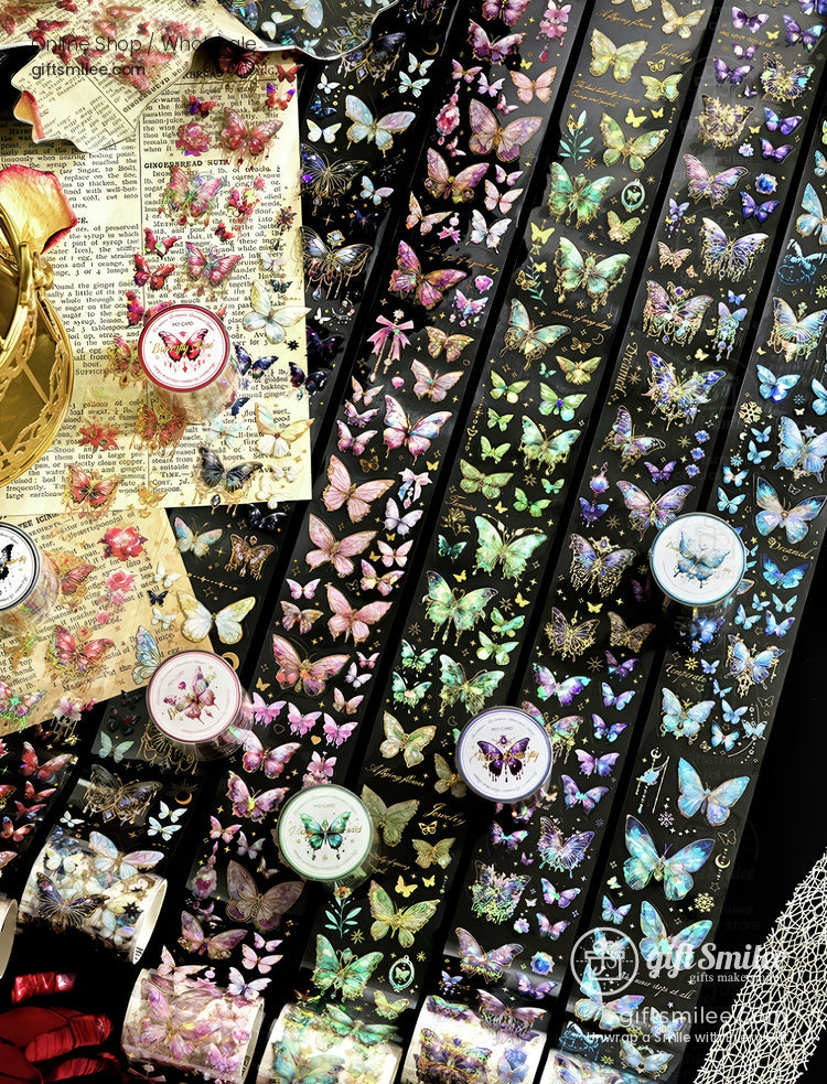 Holographic Gold-Foil Die-Cut Pet Butterfly Die-Cut Tape | KS-RT-1764