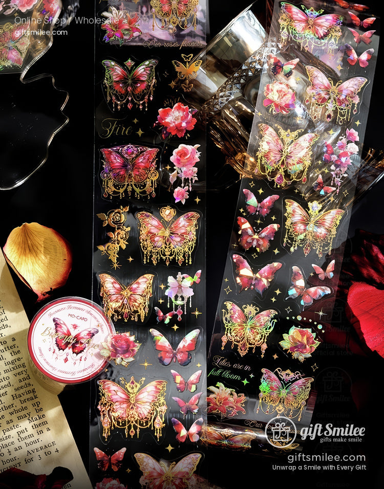 Holographic Gold-Foil Die-Cut Pet Butterfly Die-Cut Tape | KS-RT-1764