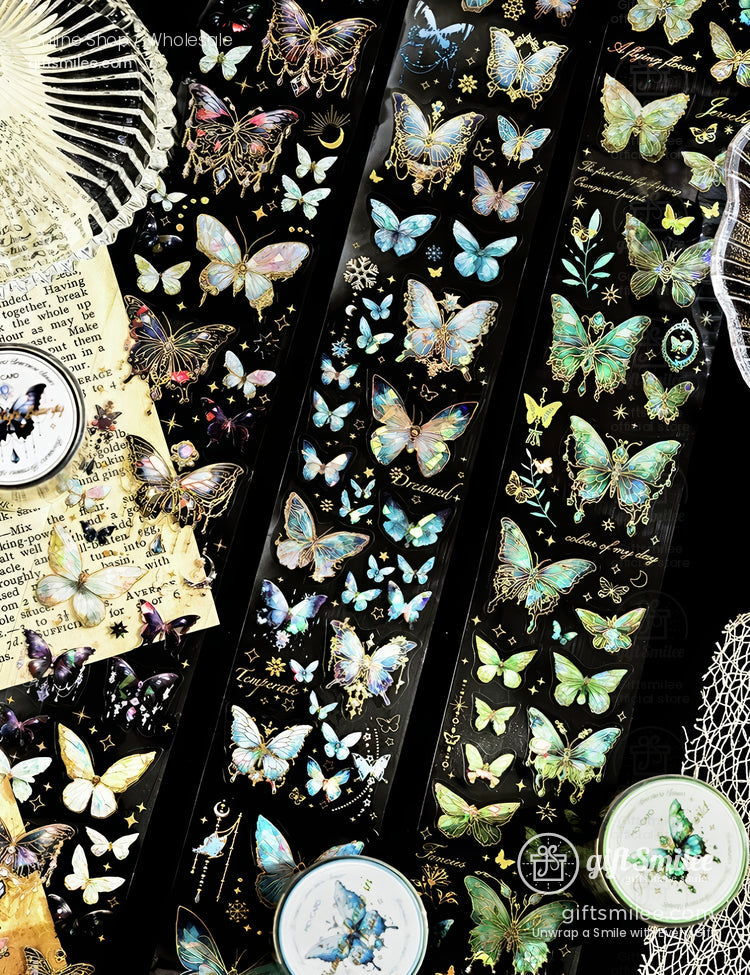 Holographic Gold-Foil Die-Cut Pet Butterfly Die-Cut Tape | KS-RT-1764
