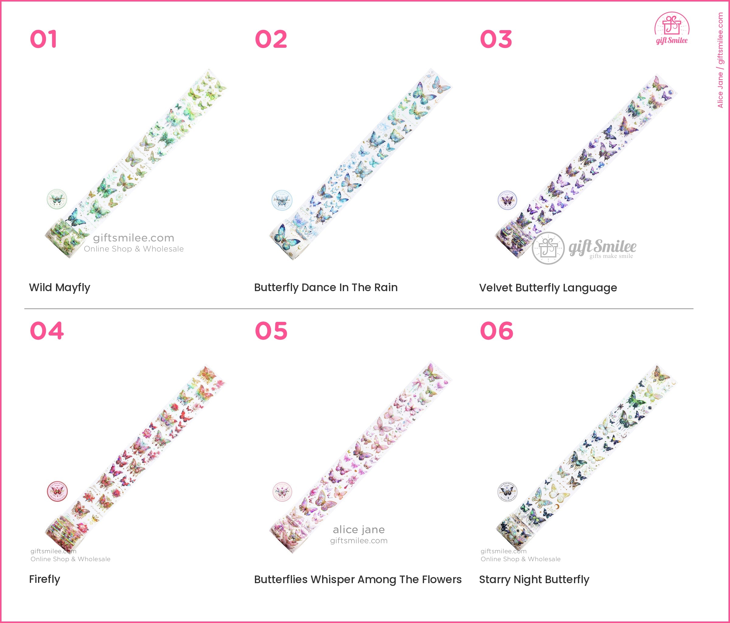 Holographic Gold-Foil Die-Cut Pet Butterfly Die-Cut Tape | KS-RT-1764