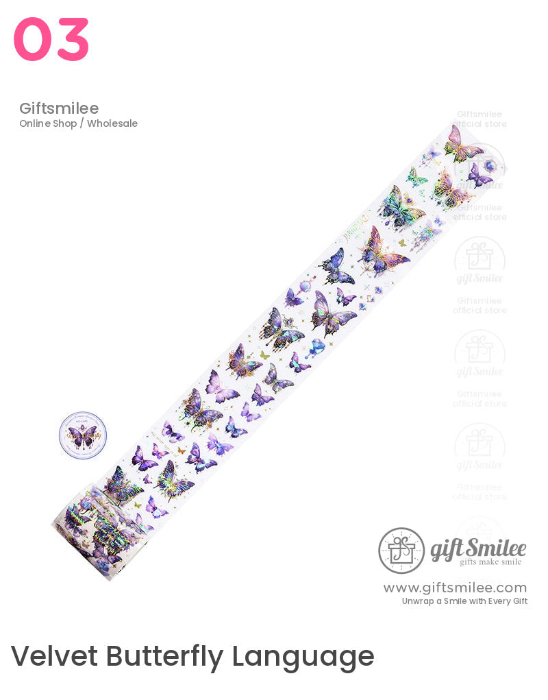 Holographic Gold-Foil Die-Cut Pet Butterfly Die-Cut Tape | KS-RT-1764