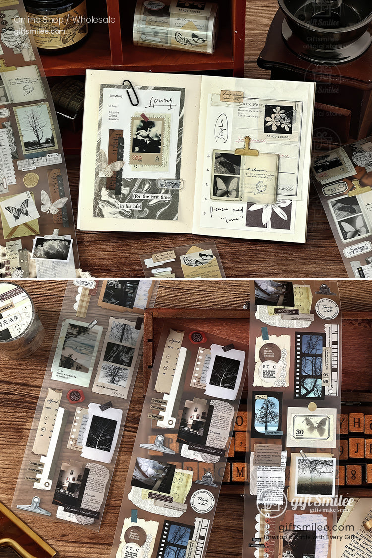 Matte Pet Transparent Vintage Collage Pet Tape | KS-RT-1765