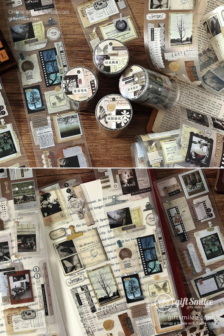 Matte Pet Transparent Vintage Collage Pet Tape | KS-RT-1765