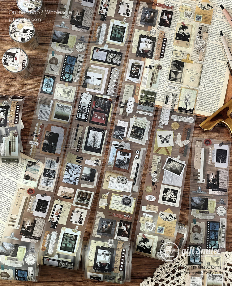 Matte Pet Transparent Vintage Collage Pet Tape | KS-RT-1765