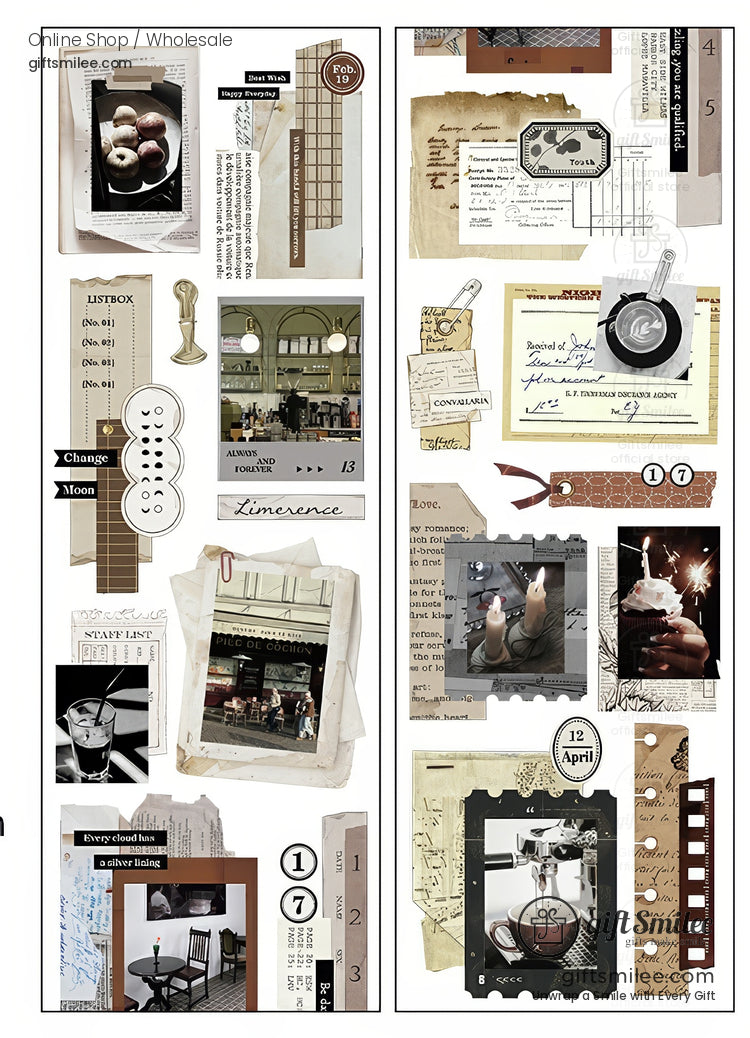 Matte Pet Transparent Vintage Collage Pet Tape | KS-RT-1765