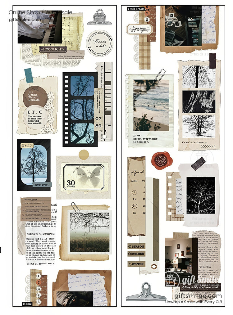 Matte Pet Transparent Vintage Collage Pet Tape | KS-RT-1765