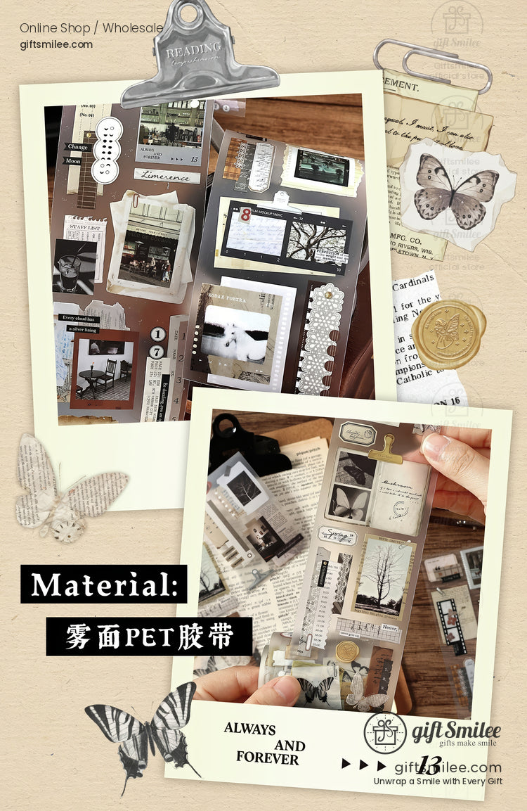 Matte Pet Transparent Vintage Collage Pet Tape | KS-RT-1765