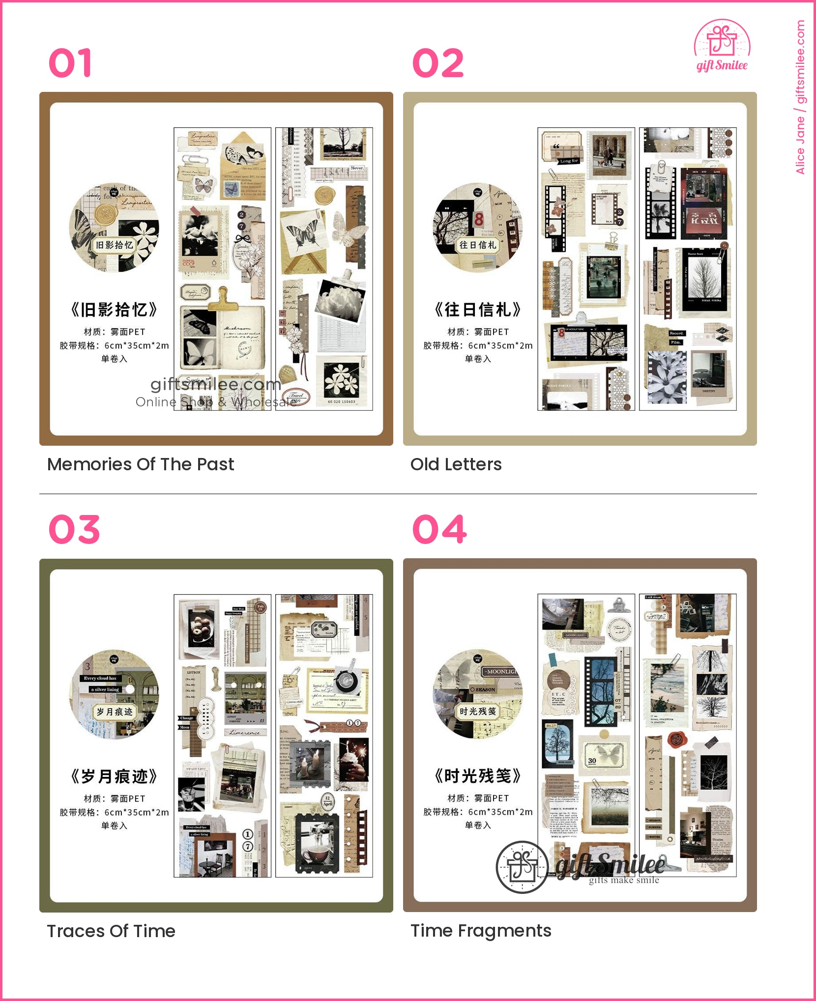 Matte Pet Transparent Vintage Collage Pet Tape | KS-RT-1765