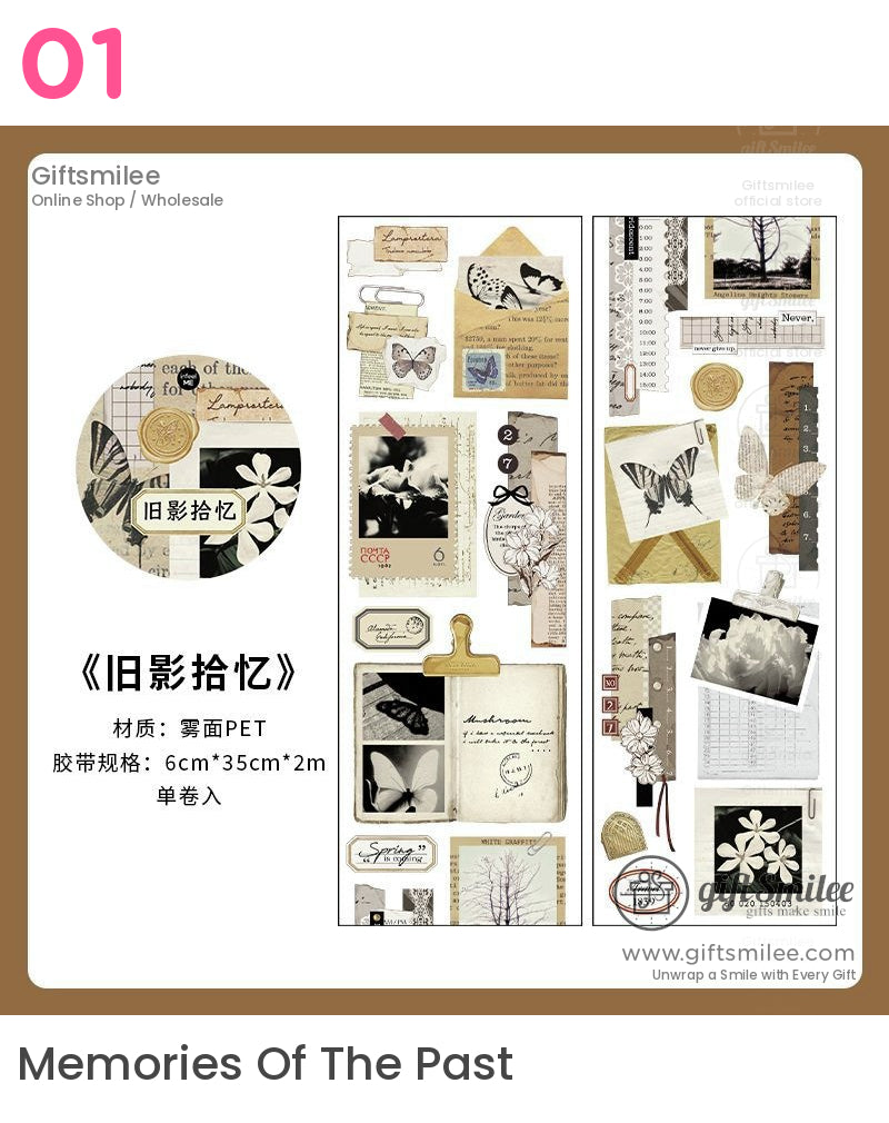 Matte Pet Transparent Vintage Collage Pet Tape | KS-RT-1765