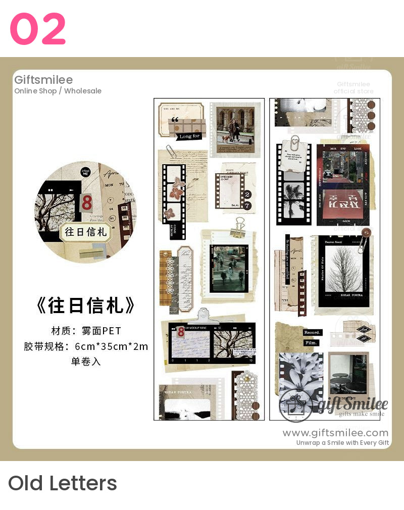 Matte Pet Transparent Vintage Collage Pet Tape | KS-RT-1765