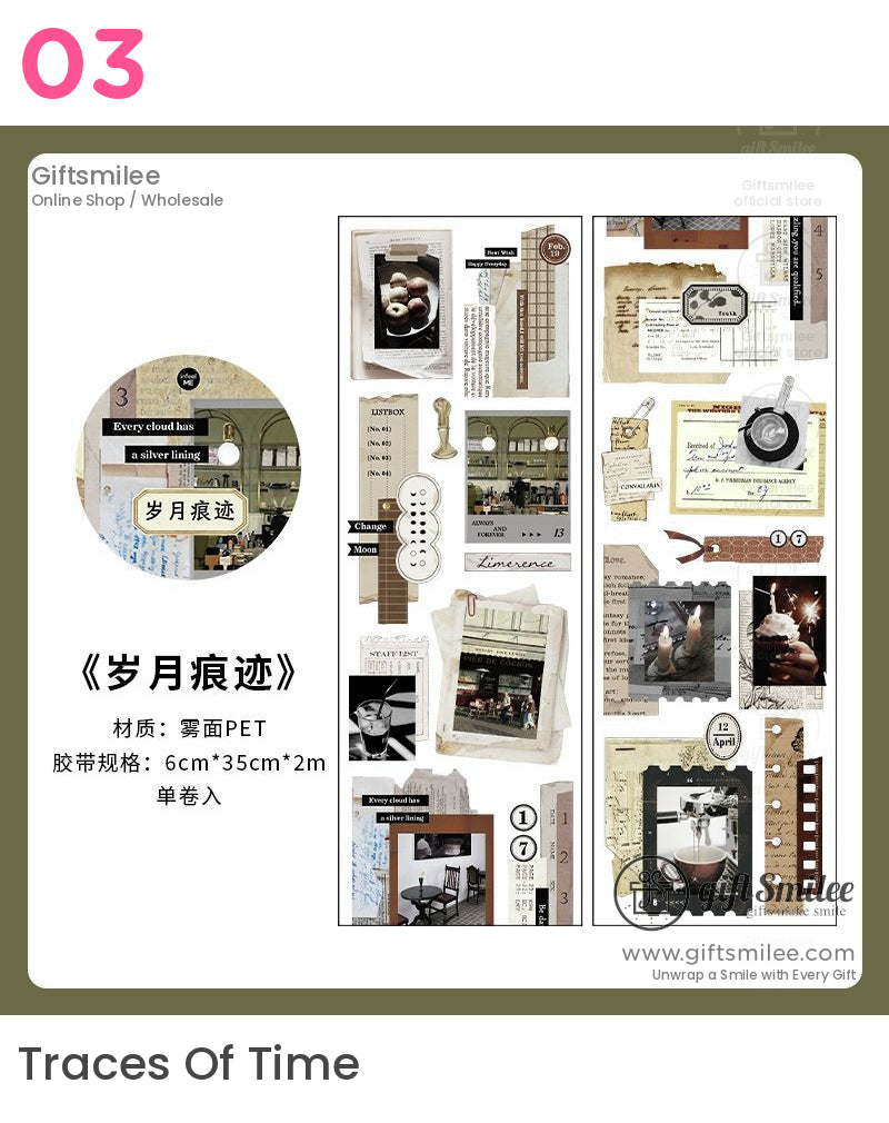 Matte Pet Transparent Vintage Collage Pet Tape | KS-RT-1765