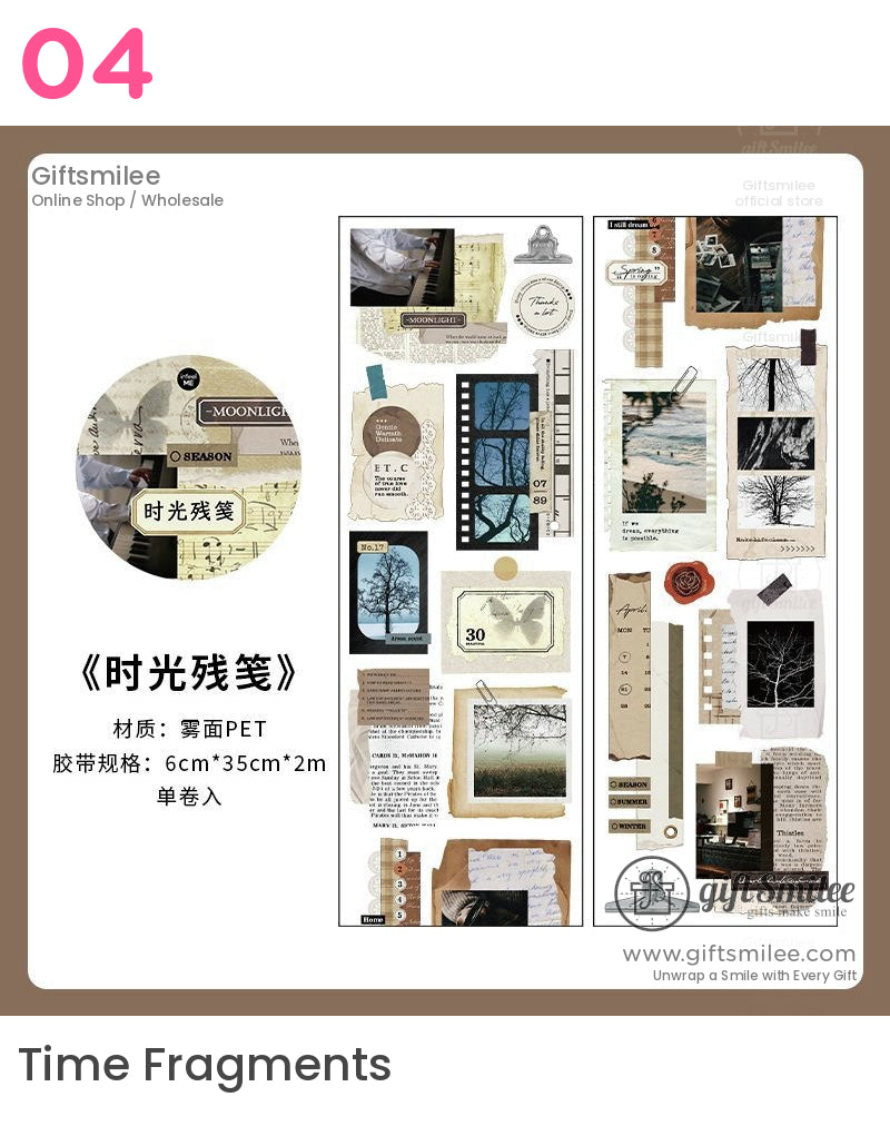 Matte Pet Transparent Vintage Collage Pet Tape | KS-RT-1765