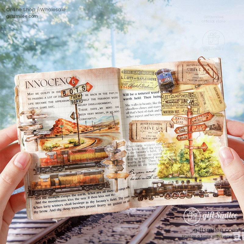 Clear Pet Vintage Railway Prints Decorative Tape | KS-RT-1784