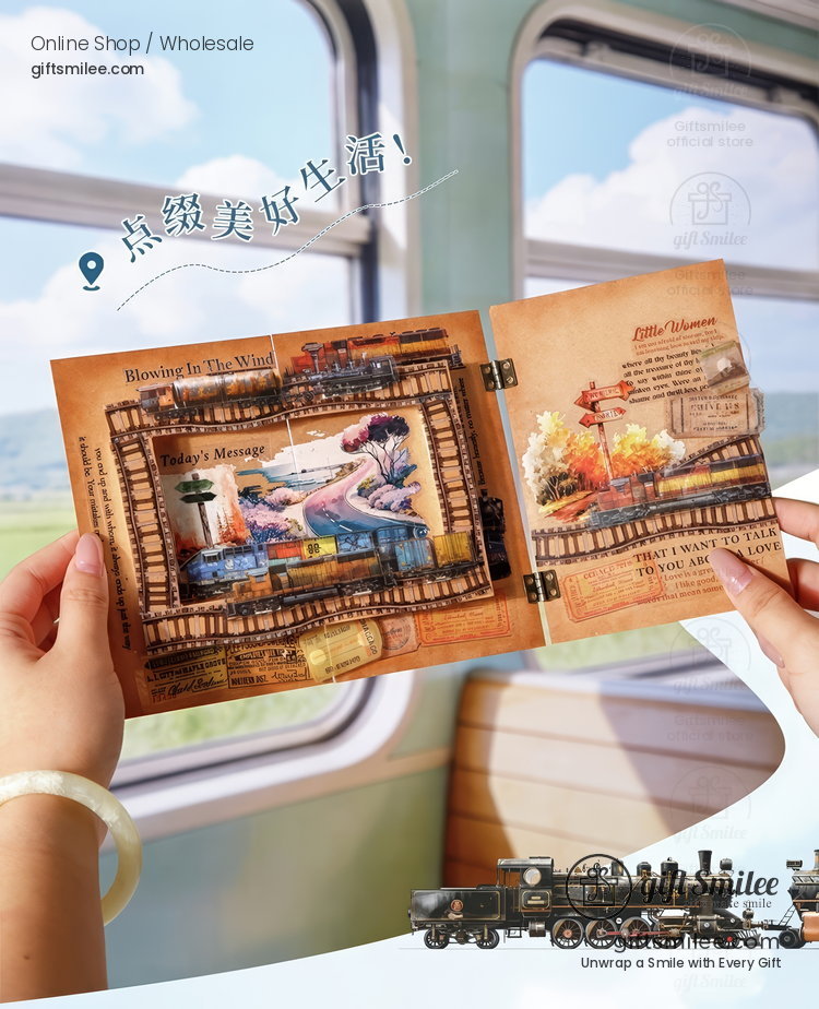 Clear Pet Vintage Railway Prints Decorative Tape | KS-RT-1784