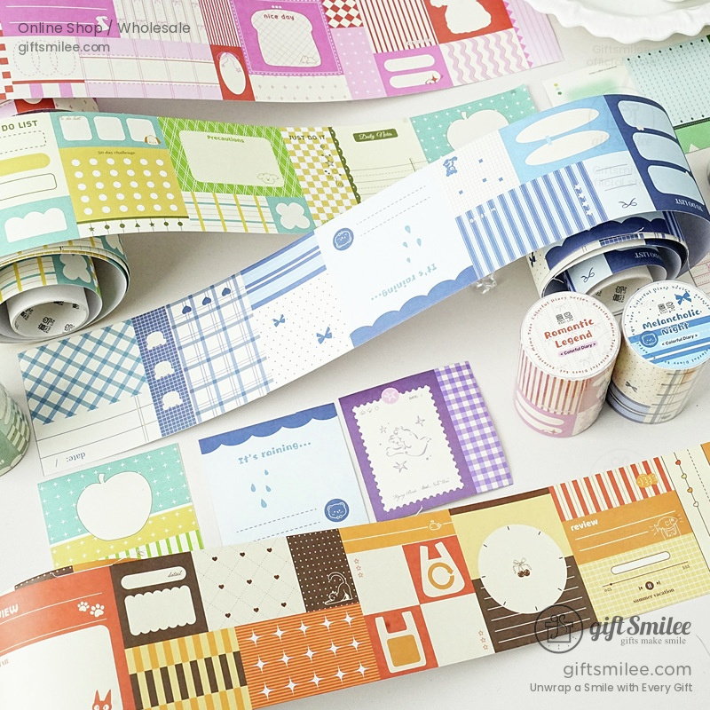 Writable Paper Adhesive Perforated Memo Blocks Writable Washi Tape Stickers | KS-RT-1787