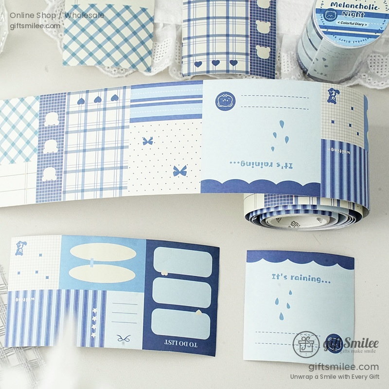 Writable Paper Adhesive Perforated Memo Blocks Writable Washi Tape Stickers | KS-RT-1787