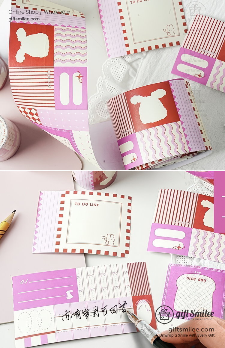 Writable Paper Adhesive Perforated Memo Blocks Writable Washi Tape Stickers | KS-RT-1787