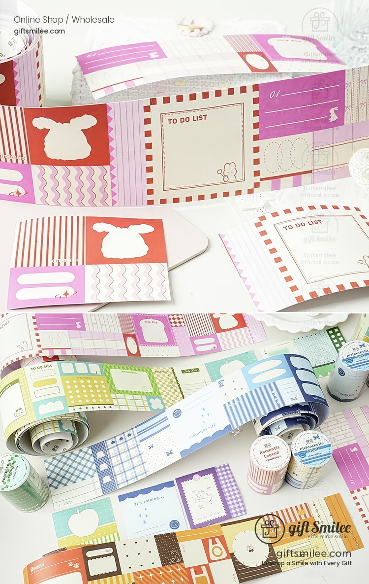 Writable Paper Adhesive Perforated Memo Blocks Writable Washi Tape Stickers | KS-RT-1787