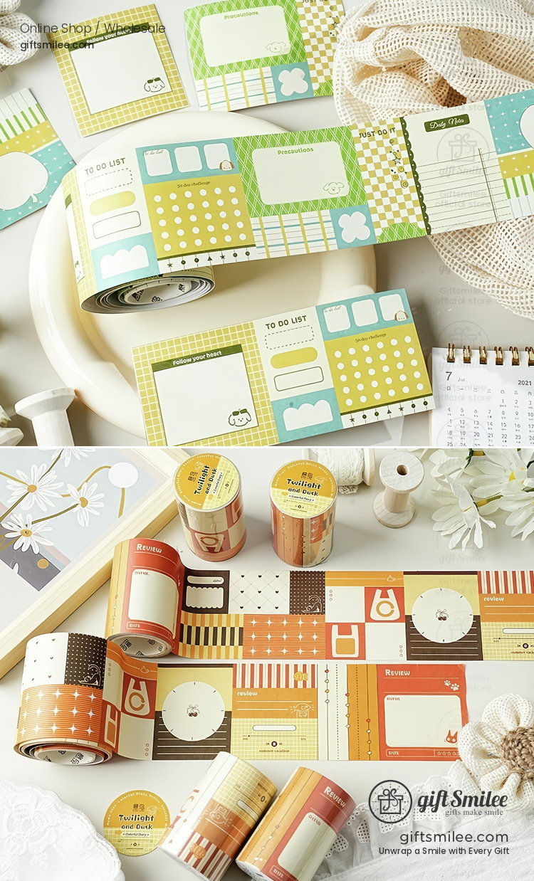 Writable Paper Adhesive Perforated Memo Blocks Writable Washi Tape Stickers | KS-RT-1787