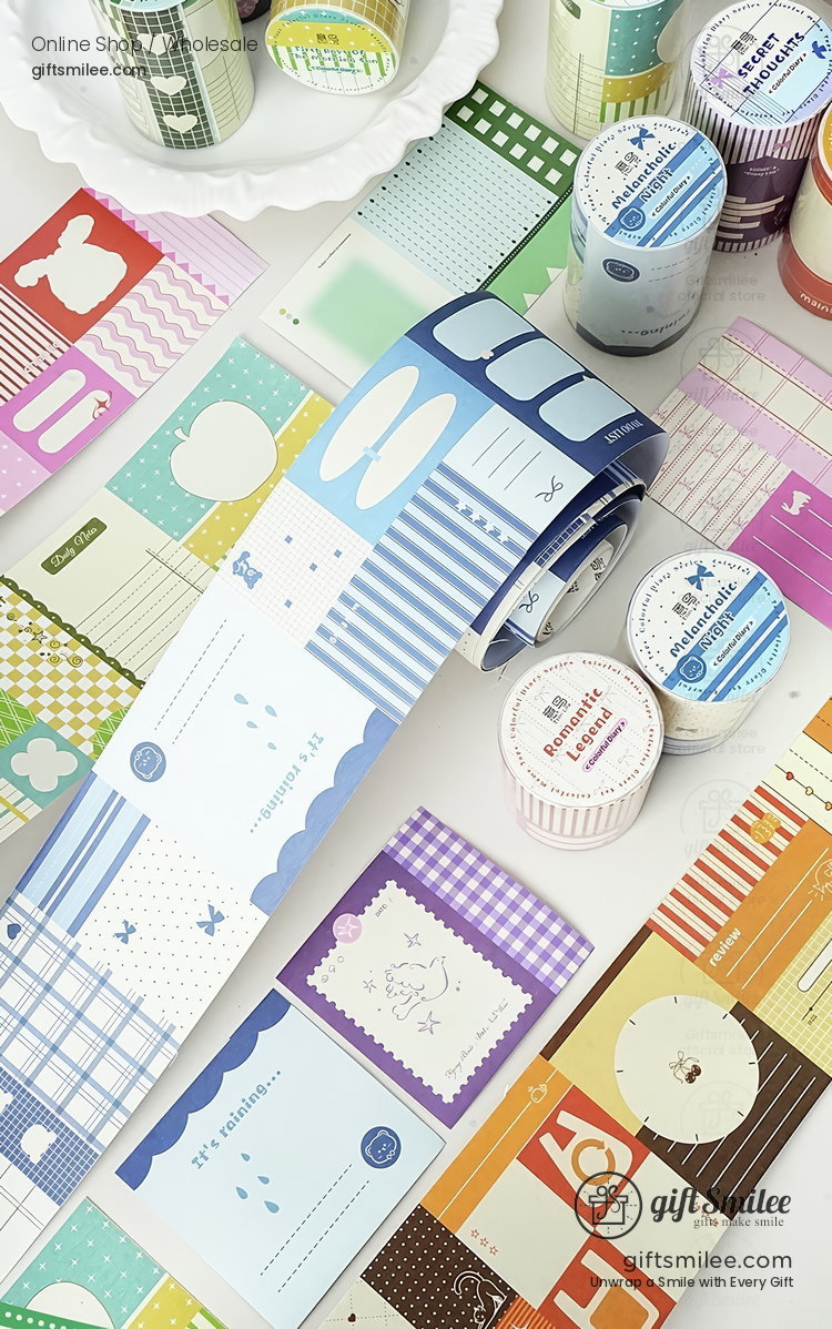 Writable Paper Adhesive Perforated Memo Blocks Writable Washi Tape Stickers | KS-RT-1787