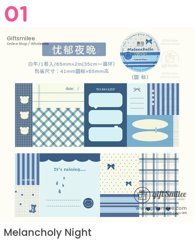 Writable Paper Adhesive Perforated Memo Blocks Writable Washi Tape Stickers | KS-RT-1787