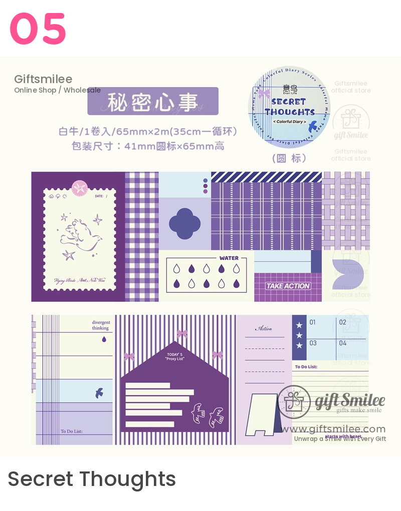 Writable Paper Adhesive Perforated Memo Blocks Writable Washi Tape Stickers | KS-RT-1787