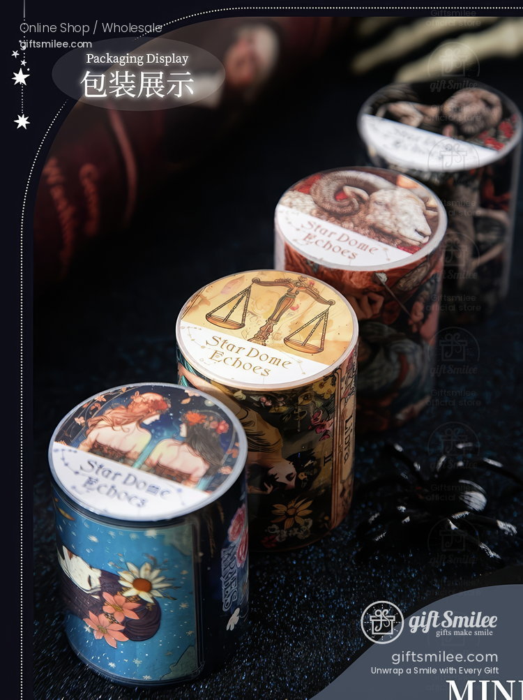 Vintage Zodiac Illustrations 5Cm Wide Die‑Cut Panels Decorative Washi Tape | KS-RT-1788