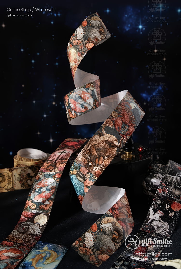 Vintage Zodiac Illustrations 5Cm Wide Die‑Cut Panels Decorative Washi Tape | KS-RT-1788
