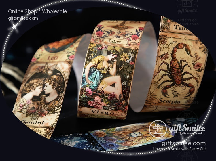 Vintage Zodiac Illustrations 5Cm Wide Die‑Cut Panels Decorative Washi Tape | KS-RT-1788