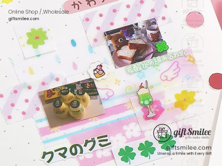 Glitter Pastel Printed 10Mm×2M 5-Roll Washi Tape Set | KS-RT-1801