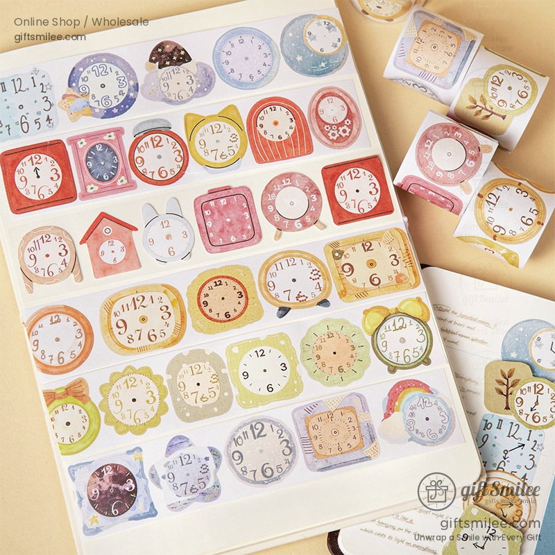 Die-Cut Watercolor Clock Pattern Decorative Tape | KS-RT-1802